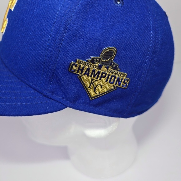 KANSAS CITY ROYALS 2015 WORLD CHAMPIONS GOLD 59Fifty NEW ERA FITTED HAT  7 3/8 - Picture 3 of 8
